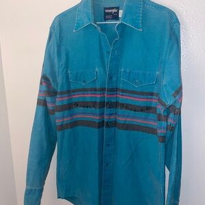 Wrangler Men's Blue Striped Shirt